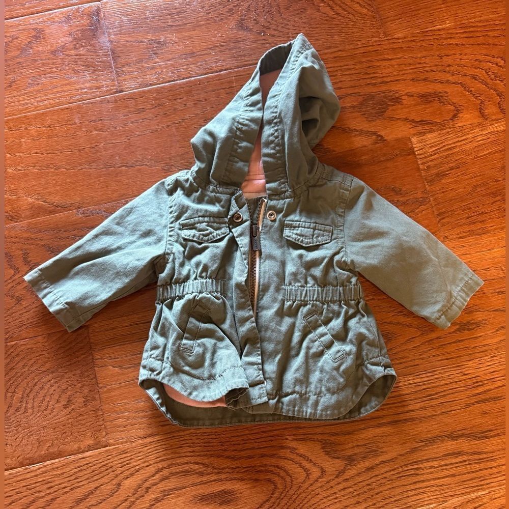 Old Navy size 0-3 mos.Green Hooded Jacket